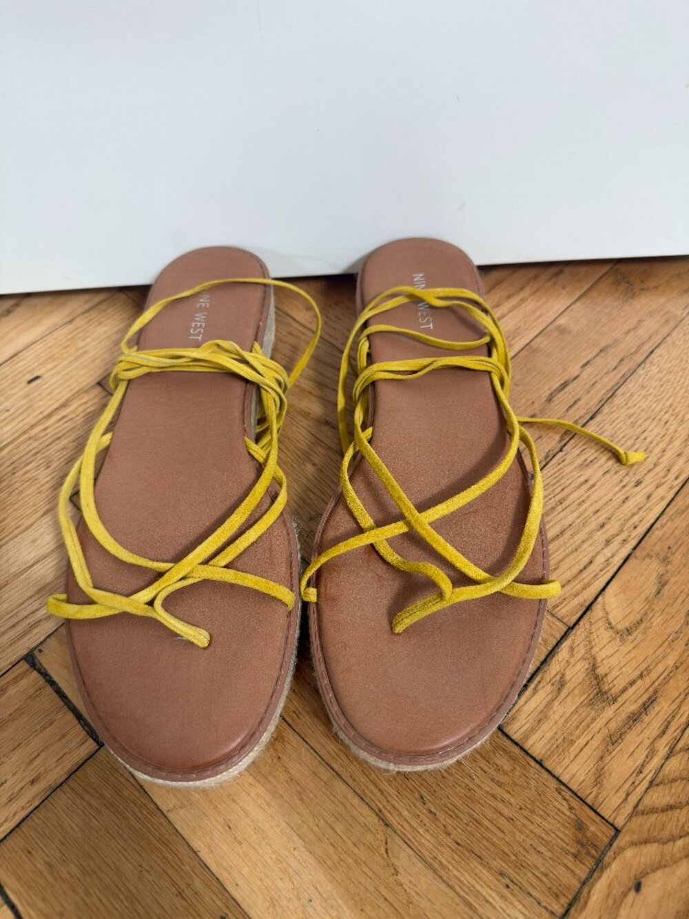Nine West Lace-Up Platform Sandals Size 12 – Yellow Strappy, Never Worn - Picture 5 of 5
